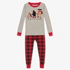 LITTLE BLUE HOUSE BY HATLEY LITTLE BLUE HOUSE BY HATLEY BOYS GREY RED CHECK LONG PYJAMA
