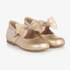 CHILDREN'S CLASSICS GIRLS GOLD LEATHER BOW SHOES