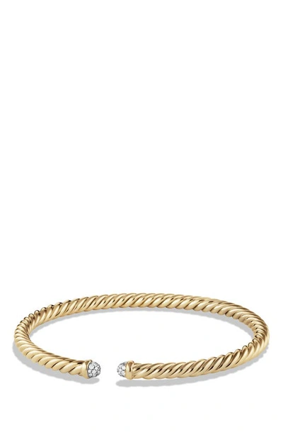 David Yurman Cable Spira Bracelet In Yellow Gold/diamond