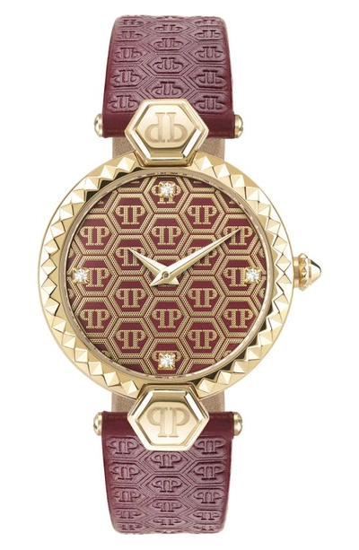 Philipp Plein Plein Couture 32mm Ip Gold Stainless Steel & Leather Strap Watch