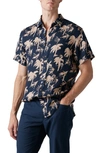 Rodd & Gunn Haskell Point Linen Palm Print Sports Fit Button Down Shirt In Midnight