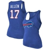 Majestic Women's Josh Allen Royal Buffalo Bills Name Number Tri-blend Tank Top In Royal