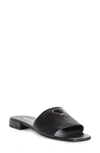 Prada Saffiano Leather Slides 10 In Black