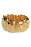 Saint Laurent Organic Gathered Shape Cuff Bracelet In Aged Gold
