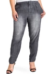 Standards & Practices Louise High Rise Pleat Denim Crop Pants In Grey