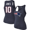 MAJESTIC MAJESTIC THREADS MAC JONES NAVY NEW ENGLAND PATRIOTS PLAYER NAME & NUMBER TRI-BLEND TANK TOP