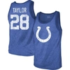 Majestic Threads Jonathan Taylor Heathered Royal Indianapolis Colts Player Name & Number Tri-blend T In Royal