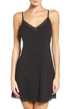 Natori Feather Essential Lace Trimmed Chemise In Black
