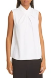 Misook Sleeveless Pleated Crossover Blouse In White