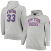 MITCHELL & NESS MITCHELL & NESS PATRICK EWING HEATHERED GRAY NEW YORK KNICKS BIG & TALL NAME & NUMBER PULLOVER HOODI