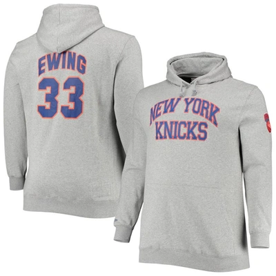 Mitchell & Ness Patrick Ewing Heathered Gray New York Knicks Big & Tall Name & Number Pullover Hoodi