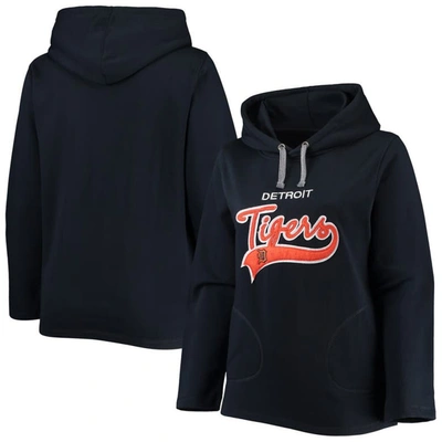 Soft As A Grape Navy Detroit Tigers Plus Size Side Split Pullover Hoodie
