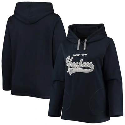 Soft As A Grape Navy New York Yankees Plus Size Side Split Pullover Hoodie