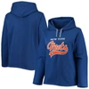Soft As A Grape Royal New York Mets Plus Size Side Split Pullover Hoodie In Royal