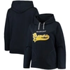 SOFT AS A GRAPE SOFT AS A GRAPE NAVY MILWAUKEE BREWERS PLUS SIZE SIDE SPLIT PULLOVER HOODIE