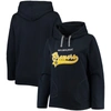 Soft As A Grape Navy Milwaukee Brewers Plus Size Side Split Pullover Hoodie In Navy