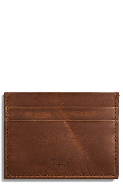 Shinola Navigator Leather Five Pocket Card Case In Medium Brown