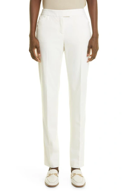 Lafayette 148 Irving Skinny Stretch Wool Pants In Ivory