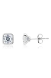 Crislu Asscher Cubic Zirconia Stud Earrings In Platinum