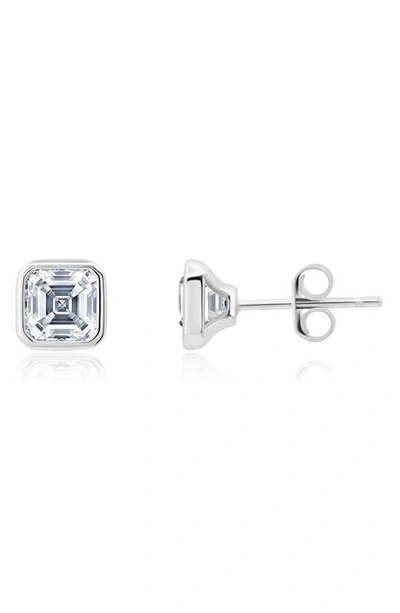 Crislu Asscher Cubic Zirconia Stud Earrings In Platinum