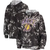 MAJESTIC MAJESTIC THREADS BLACK LOS ANGELES LAKERS BURBLE TIE-DYE TRI-BLEND PULLOVER HOODIE