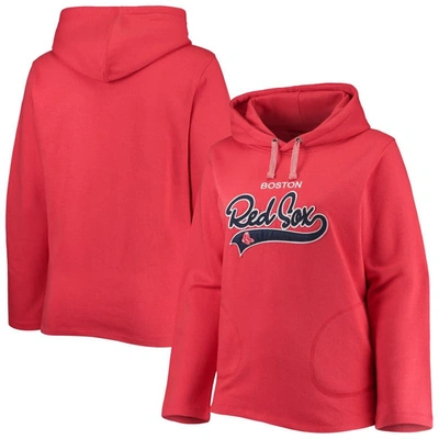 Soft As A Grape Red Boston Red Sox Plus Size Side Split Pullover Hoodie