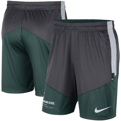 Nike Men's College Dri-fit (michigan State) Knit Shorts In Charcoal,green
