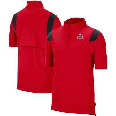 Nike Scarlet Ohio State Buckeyes Coach Short Sleeve Quarter-zip Jacket