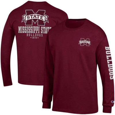 CHAMPION CHAMPION MAROON MISSISSIPPI STATE BULLDOGS TEAM STACK LONG SLEEVE T-SHIRT