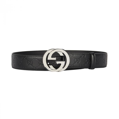 Gucci Reversible  Signature Belt In Black