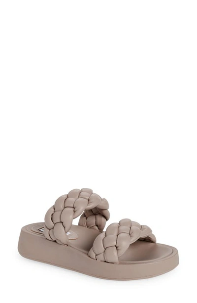 Steve Madden Hillary Braided Platform Slide Sandal In Taupe