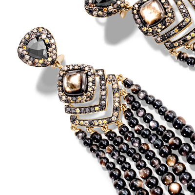 John Hardy Cinta Rantai Sakti Earrings In Brown Diamond