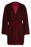 Retroféte Gabrielle Metallic Long Sleeve Wrap Dress In Plum