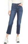 Dl1961 Patti High Waist Raw Hem Straight Leg Jeans In Dark Frayed Vintage