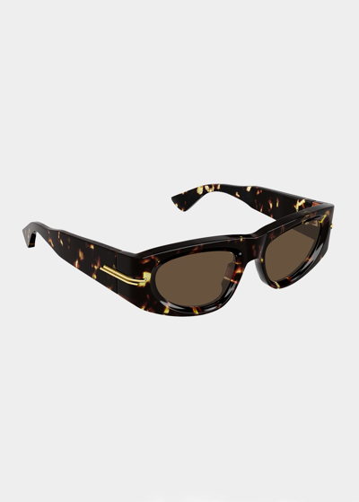 Bottega Veneta Chunky Round Acetate Sunglasses In Avana