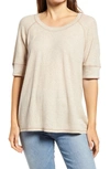 Caslon Elbow Sleeve Waffle Top In Taupe Heather