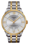 Tissot Chemin Des Tourelles Automatic Bracelet Watch, 42mm In Two Tone/ Silver/ Rose Gold