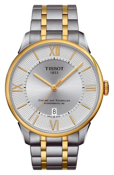 Tissot Chemin Des Tourelles Automatic Bracelet Watch, 42mm In Two Tone/ Silver/ Rose Gold