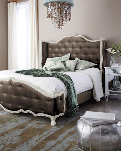 Haute House Taupe Tabitha Tufted California King Bed In Silver