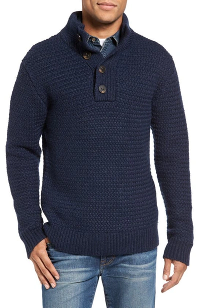 Schott Military Henley Sweater In Blue