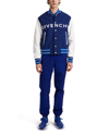 Givenchy Mixed Media Logo Wool Blend Varsity Jacket In White/blue