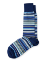 Paul Smith Multicolored Fine Striped Socks In Navy