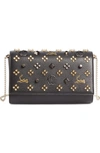 Christian Louboutin Paloma Fold-over Embellished Clutch Bag In Black/multimetal