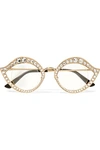 GUCCI Cat-eye Swarovski crystal-embellished gold-tone optical glasses