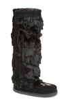 Manitobah Mukluks Genuine Rabbit Fur Tall Wrap Boot In Black
