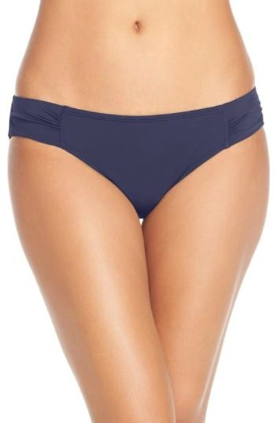 Tommy Bahama Pearl Shirred-side Solid Hipster Swim Bikini Bottom In Mare Navy