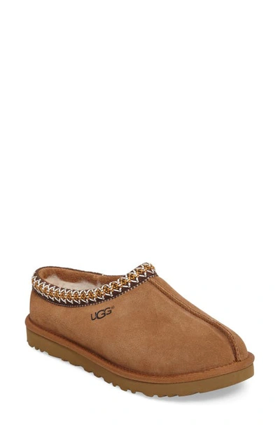 Ugg Tasman Mens Suede Slip On Sheepskin Slippers In Chestnut