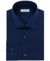 Calvin Klein Steel Men's Slim-fit Non-iron Performance Spread Collar Herringbone Dress Shirt In Blue Velvet