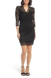 Karen Kane Three-quarter-sleeve Lace Sheath In Black
