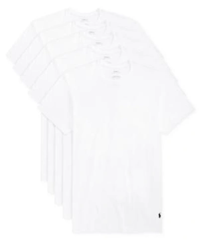 Polo Ralph Lauren Men's 5 Pack Crew-neck Undershirts In White